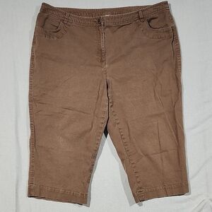 Talbots Linen Blend Women's Classic Fit  Brown Capri Pants Size 22W‎ Stretch